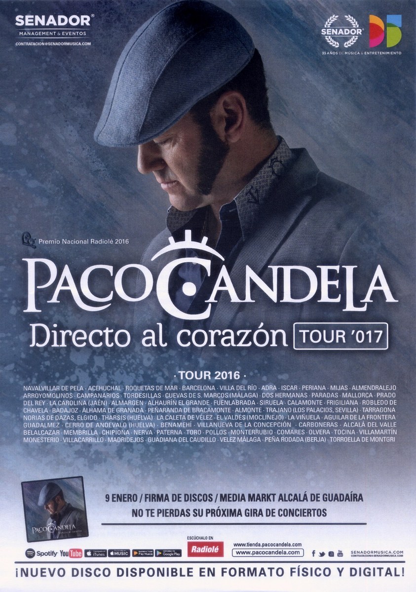 Cartel de la gira de Paco Candela 2017